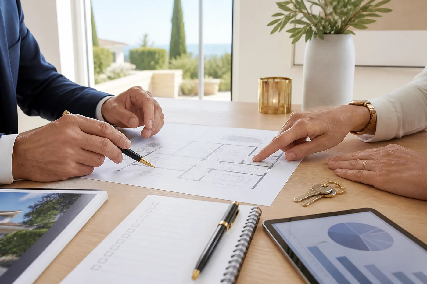 Propietario revisando el plan de venta de una vivienda en Torrevieja